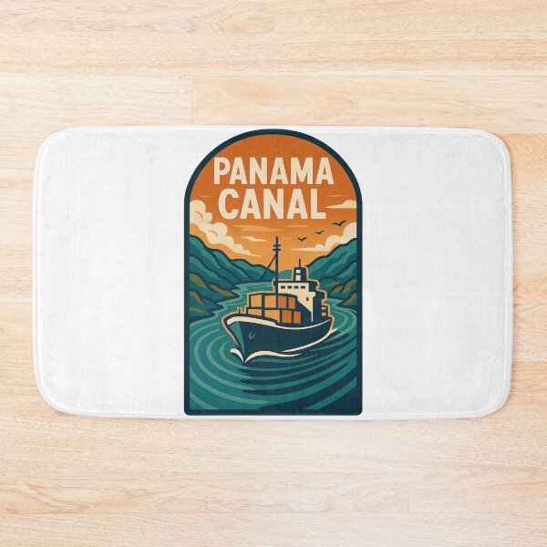 Item preview, Panama Canal Vintage Travel Poster – Retro Shipping Illustration, Container Ship Landscape, Maritime Wall Decor designed and sold by pod24.