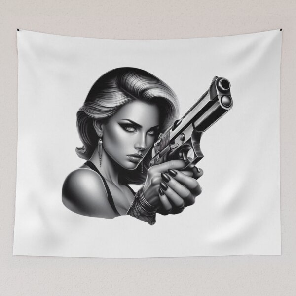 Item preview, “Fatal Beauty: an armed and dangerous woman” designed and sold by CHRIST5000.