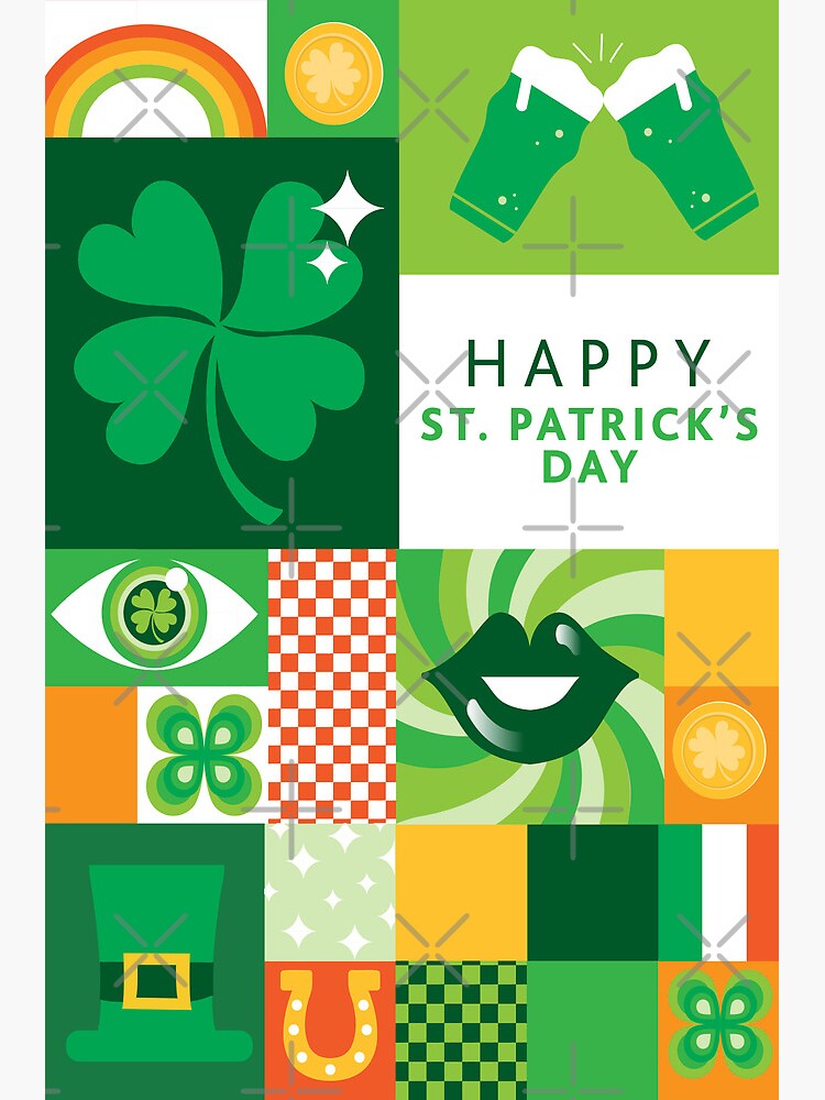 Thumbnail 2 of 2, Greeting Card, Happy St. Patrick's Day geometric design designed and sold by Jdawnink.