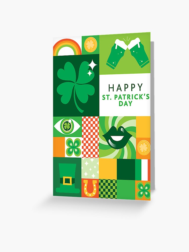 Thumbnail 1 of 2, Greeting Card, Happy St. Patrick's Day geometric design designed and sold by Jdawnink.