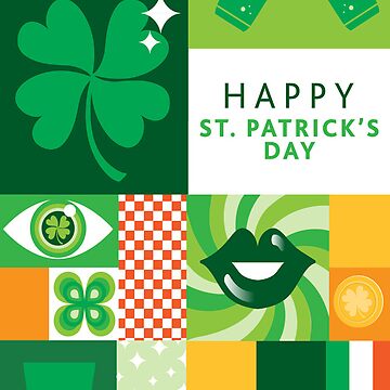 Artwork thumbnail, Happy St. Patrick's Day geometric design by Jdawnink