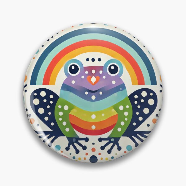 Item preview, Scandinavian Folk Art Frog – Colourful Rainbow Nature by heidiannemorris designed and sold by FOLK ART FUSION by heidiannemorris.