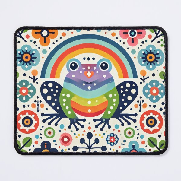 Item preview, Scandinavian Folk Art Frog – Colourful Rainbow Nature by heidiannemorris designed and sold by FOLK ART FUSION.