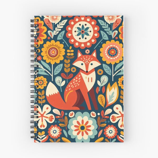 Item preview, Scandinavian Folk Art Fox – Vibrant Floral Woodland by heidiannemorris © designed and sold by FOLK ART FUSION by heidiannemorris.