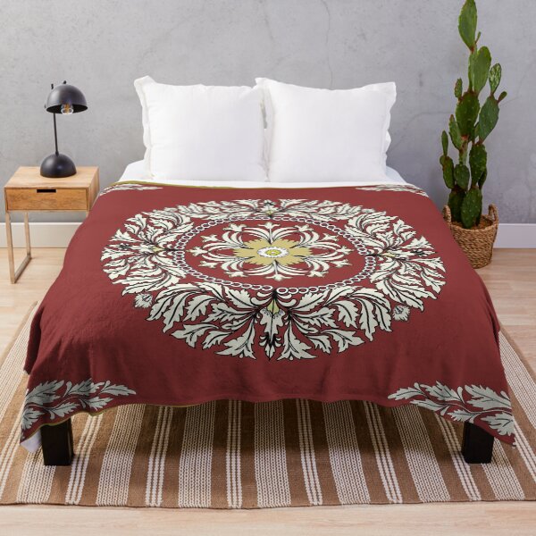 Item preview, red antique rug with white floral designed and sold by Nakorn06 Shop.