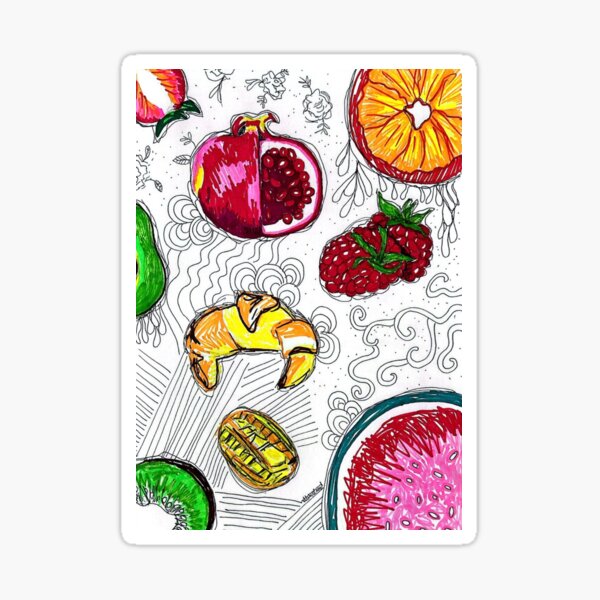 Item preview, Vibrant Fruit Pattern Art Print – Colourful Whimsical Art  designed and sold by swirlyploom.
