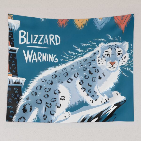 Item preview, Blizzard Warning Snow Leopard - Winter Mountain Art designed and sold by WildlifeInc.