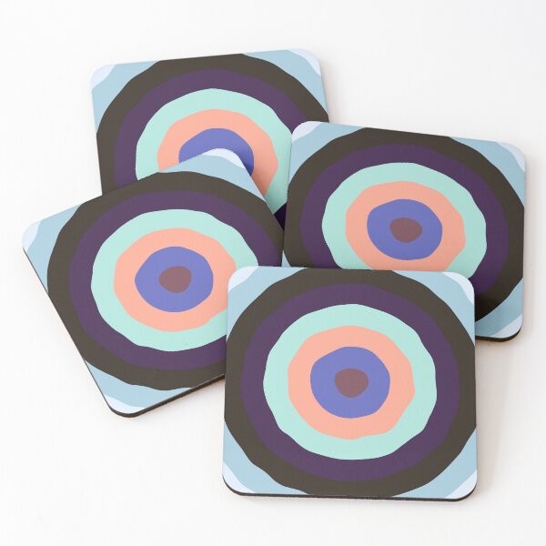 Item preview, Concentric Wavy Circles in Shades of Blue and Salmon Orange designed and sold by KaSaPo.