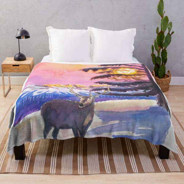 Item preview, Majestic Winter Deer Beneath a Sunset Glow designed and sold by artshop77.