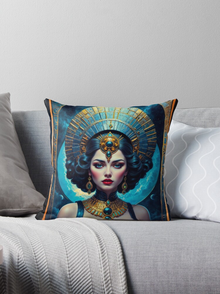 Celeste Ardentis, A Cosmic Portrait Of Timeless Beauty And Grace AI Concept Art by Xzendor7 4 Celeste Ardentis, A Cosmic Portrait Of Timeless Beauty And Grace Alluring AI Concept Art by Xzendor7 Decorative Art Print Throw Pillow