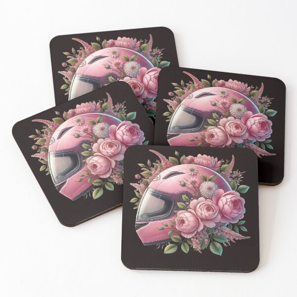 Item preview, Pink Floral Motorcycle Helmet - Aesthetic Biker Art with Flowers designed and sold by GrafiShop.