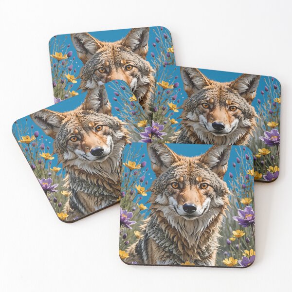 Item preview, Coyote Surrounded By American Pasque Flower designed and sold by taiche.