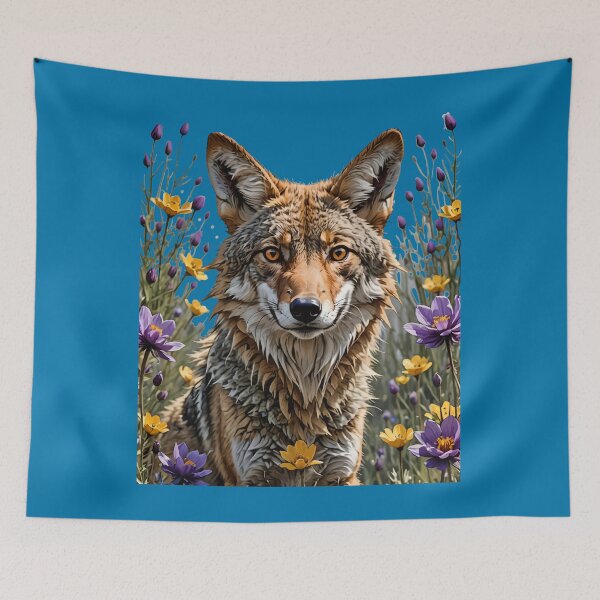 Item preview, Coyote Surrounded By American Pasque Flower designed and sold by taiche.