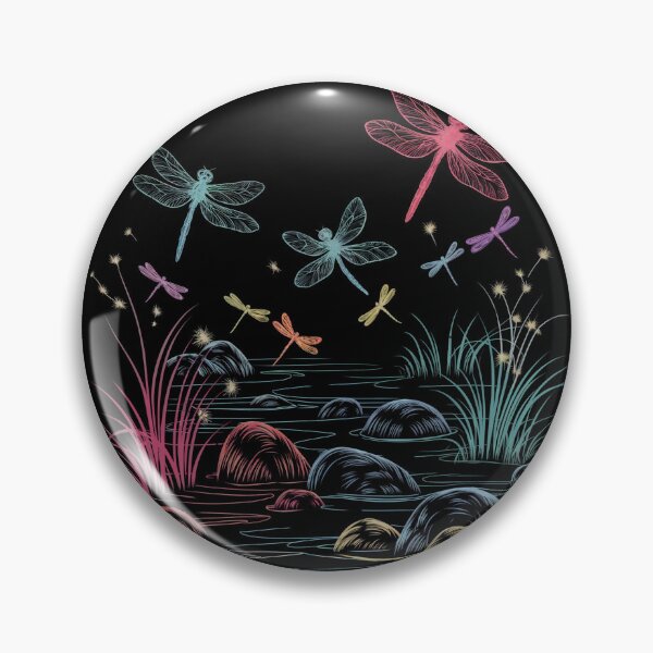 Item preview, Colorful dragonflies over the lake Neon designed and sold by MadCatPrints.