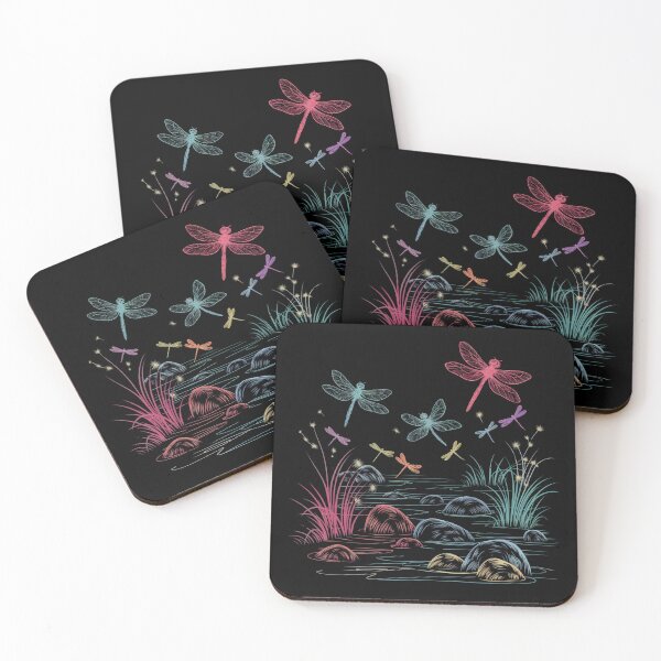 Item preview, Colorful dragonflies over the lake Neon designed and sold by MadCatPrints.