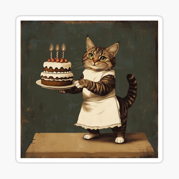 Item preview, Cat is celebrating your birthday! designed and sold by GracefulChild.