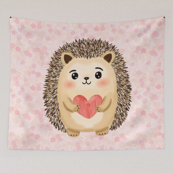 Artikelvorschau, Igel-Aquarell, süßes rosa Tierbaby entworfen und verkauft von Magnolia Valley Art.