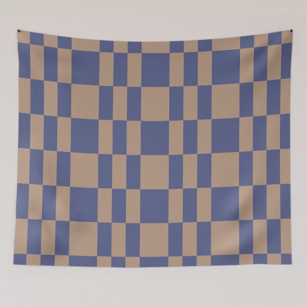 Item preview, Blue and light brown retro geometric checkered pattern designed and sold by by-jwp.