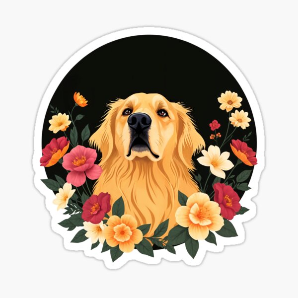 Item preview, golden retriever and florals designed and sold by Nolan6.
