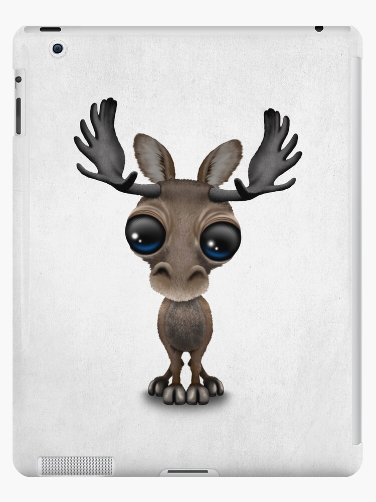 Cute Curious Baby Moose Calf With Big Eyes On White Ipad Case Skin By Jeffbartels Redbubble