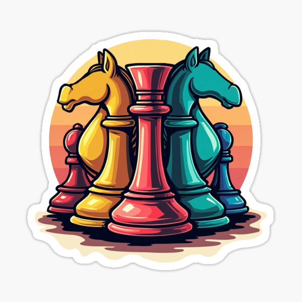 Vibrant Strategy Knight Sticker - Unique Colorful Chess Knight Graphic Decal