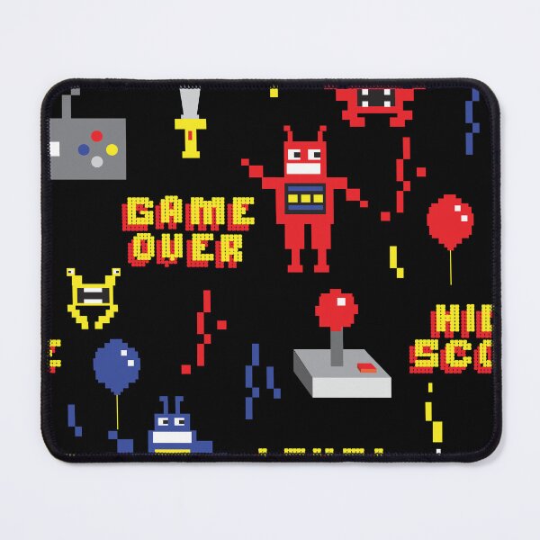 Item preview, Retro and cute pixel Arcade pattern with text robots space ships controllers designed and sold by Jdawnink.