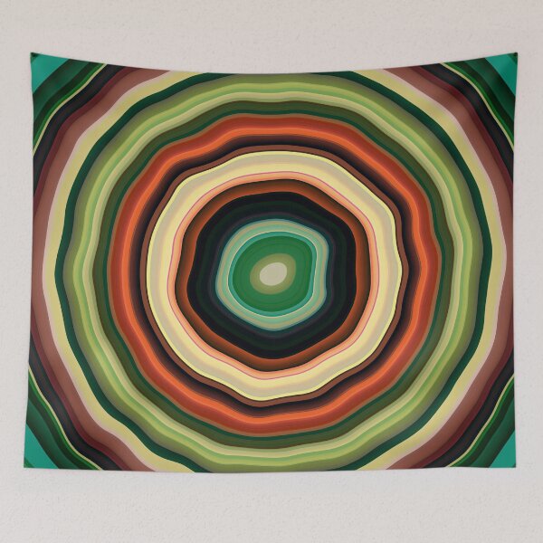 Item preview, Seventies Concentric Wavy Circles in Brown, Yellow and Green designed and sold by KaSaPo.