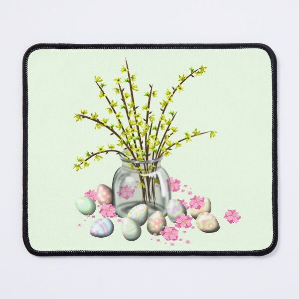 Item preview, Rainbow Easter eggs with pink and yellow flowers in a glass vase designed and sold by katecheerycake.