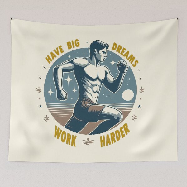 Item preview, Banner symbol athlete, runner with slogan: Have big dreams, work harder designed and sold by JaroDesign2023.