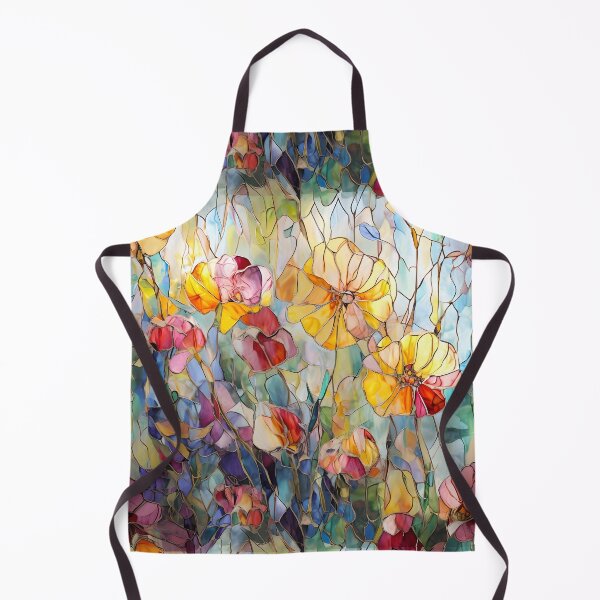 Item preview, Vibrant abstract floral stained glass pattern designed and sold by PrettyDecor.