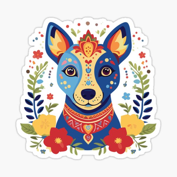 Item preview, Xoloitzcuintli Azul Sagrado con Flores Populares designed and sold by TrendStitch Co..