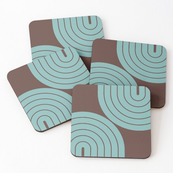 Item preview, Midcentury Modern Geometric Rainbow IVVI in Pewter Blue and Retro Royal Brown designed and sold by nineFlorals.