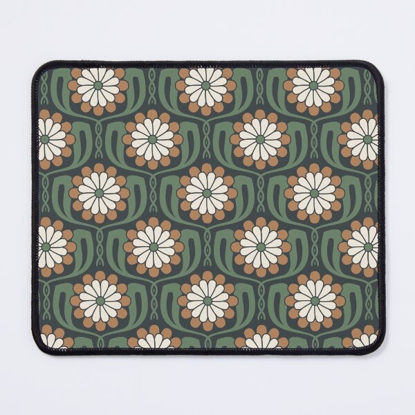 Item preview, KF 0365 D - Vintage Retro Daisy 70s Floral Pattern in Green Brown designed and sold by KhakiFinch.