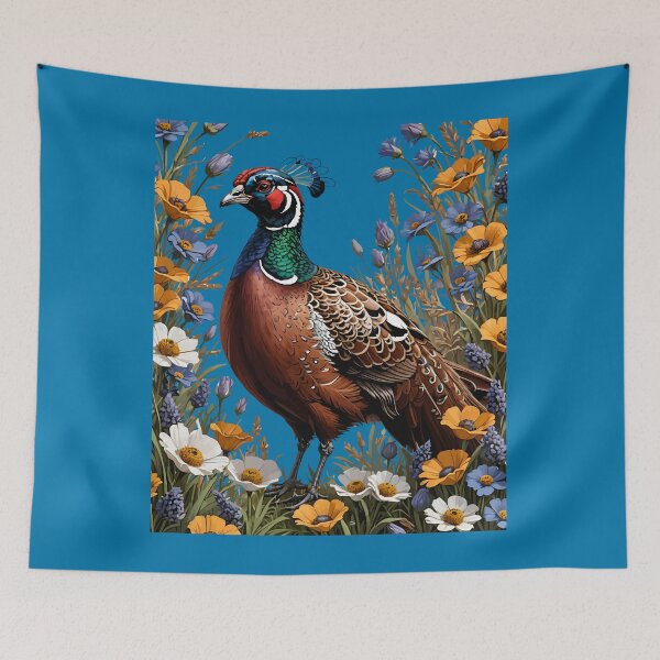 Item preview, Common Pheasant Amongst Purple Flowers designed and sold by taiche.
