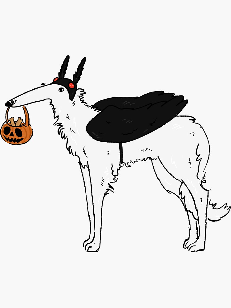 Thumbnail 3 of 3, Sticker, Cryptid Borzoi - Mothman designed and sold by Skulcean.
