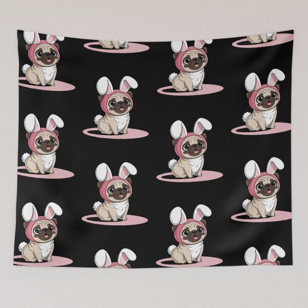 Item preview, Easter Puggy Funny Bunny designed and sold by MartaDreamCraft ⭐⭐⭐⭐⭐.