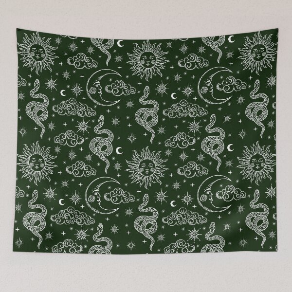 Item preview, Celestial Snake Print (Green and White) designed and sold by AbigailHerman.