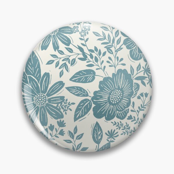 Item preview, Blue woodblock floral designed and sold by Cheekyleopard.