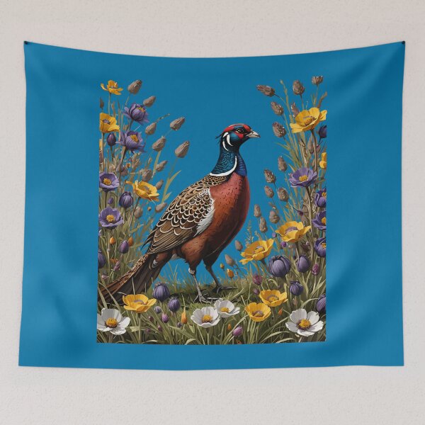 Item preview, Ring-necked Pheasant and Grassland Wildflowers designed and sold by taiche.