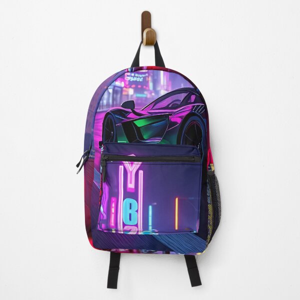 Item preview, Neon Futuristic Sports Car in Cyberpunk City designed and sold by FusionCipher.