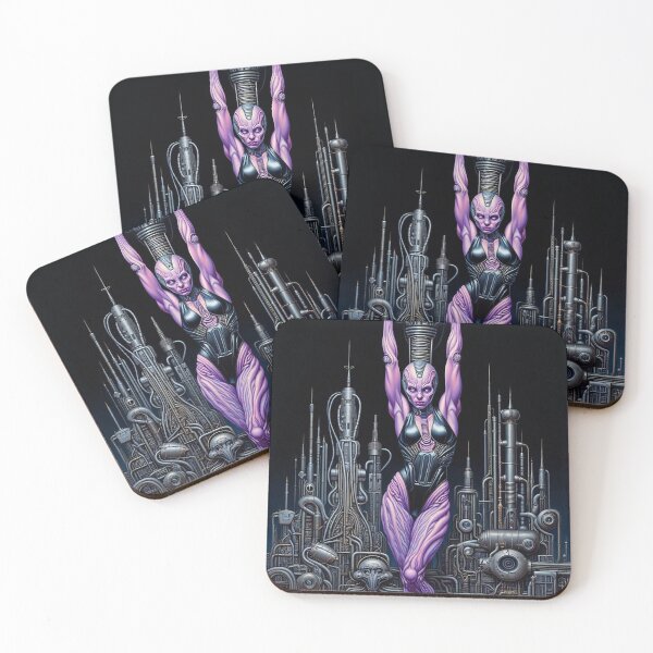 Item preview, Biomechanical hot sexy Alien woman Gothic heavy metal landscape art designed and sold by Vintage Designs +.