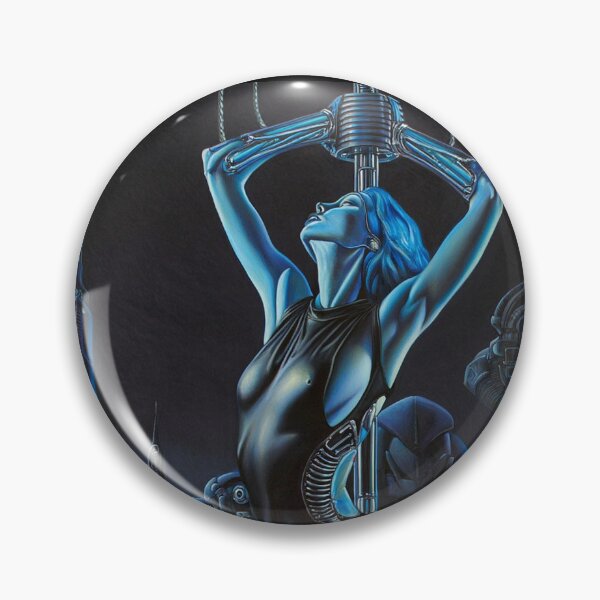 Item preview, Biomechanical hot sexy blue Alien woman Gothic heavy metal landscape art designed and sold by Vintage Designs +.