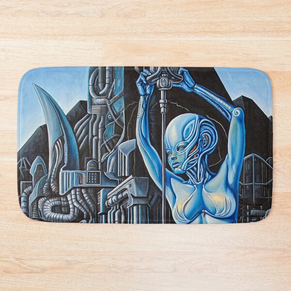Item preview, Biomechanical hot sexy blue Alien woman Gothic heavy metal landscape art designed and sold by Vintage Designs +.