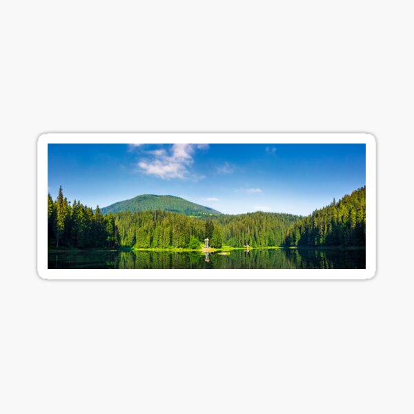 panorama of Synevyr lake on summer morning Sticker