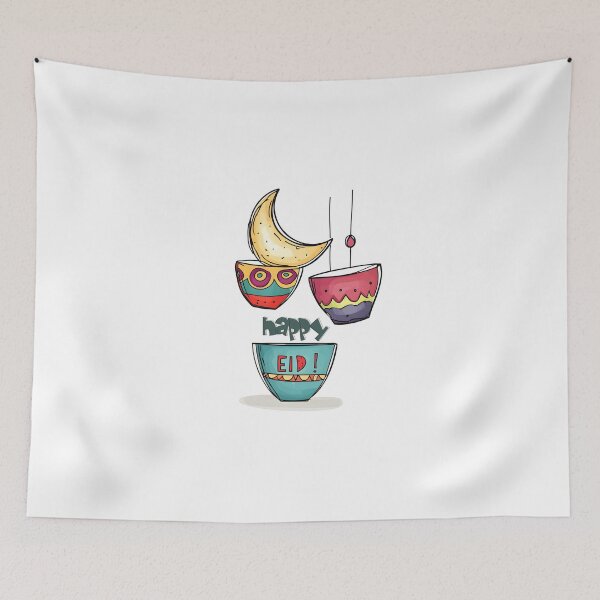 Item preview, عيد سعيد كل عام وانتم بخير ينعاد عليكم- Happy Eid and Coffee Time | Arabic Cups, Festive Crescent & Traditional Patterns designed and sold by FUNqoosh.