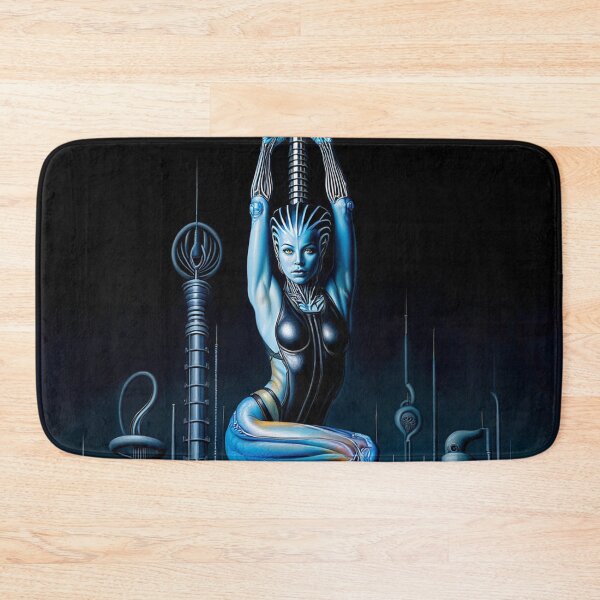 Item preview, Biomechanical hot sexy blue Alien woman Gothic heavy metal landscape art designed and sold by Vintage Designs +.