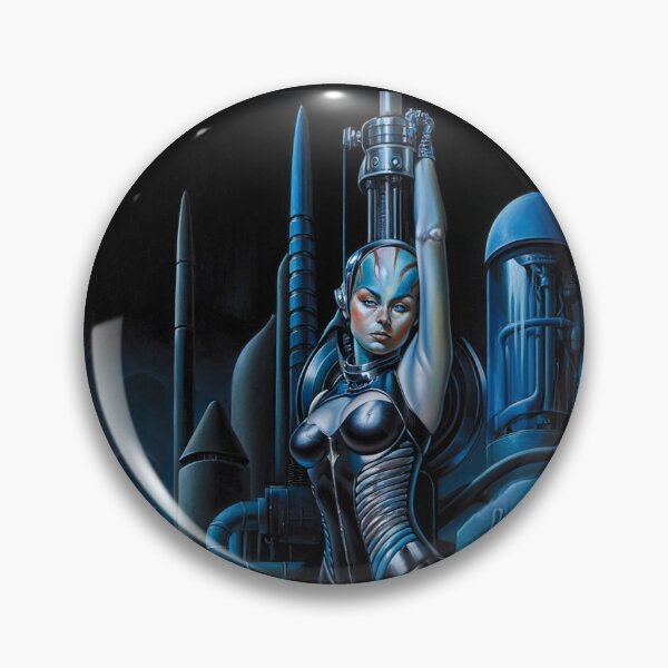 Item preview,  Biomechanical hot sexy blue Alien woman Gothic heavy metal landscape art designed and sold by Vintage Designs +.