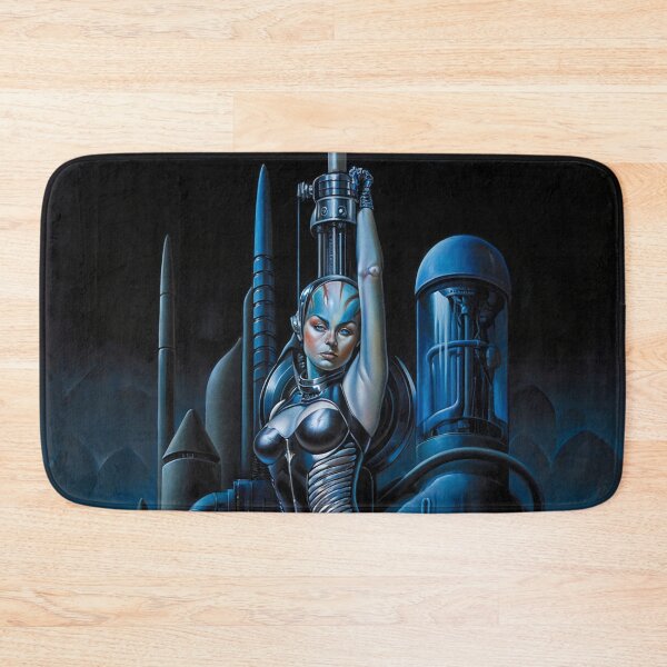 Item preview, Biomechanical hot sexy blue Alien woman Gothic heavy metal landscape art designed and sold by Vintage Designs +.