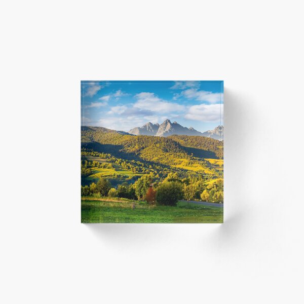 mountainous panorama of countryside at sunrise Acrylic Block
