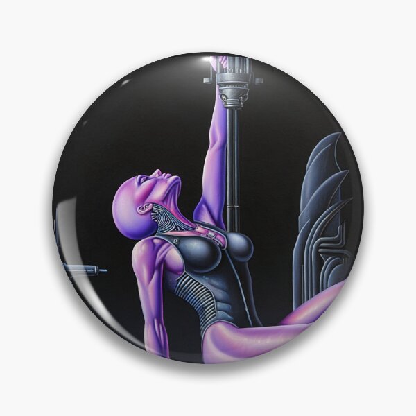 Item preview, Biomechanical hot sexy blue Alien woman Gothic heavy metal landscape art designed and sold by Vintage Designs +.